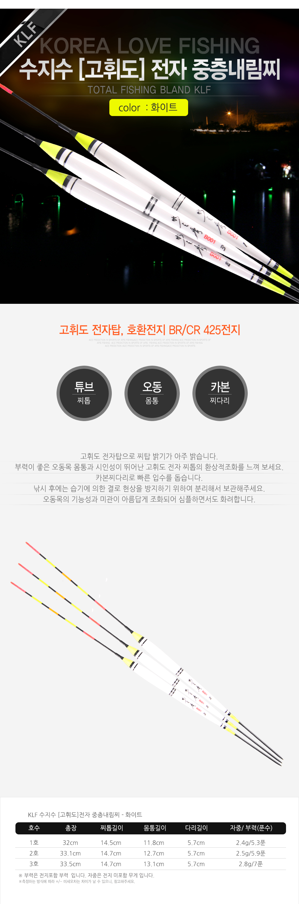 KLF 수지수 고휘도 전자 중층내림찌 전자찌 전자내림찌 전자중층찌 