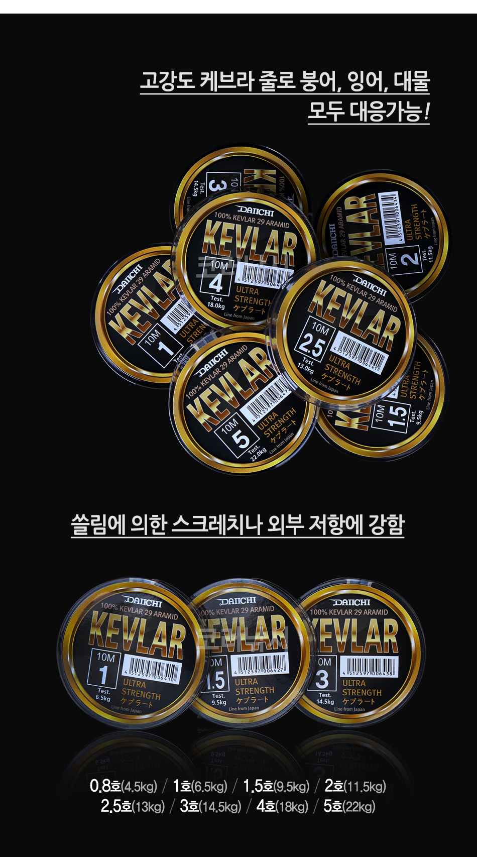 다이치 케브라 100% 울트라스트롱 [10m] 민물목줄 목줄 붕어목줄 케브라목줄 캐브라목줄 캐브라 케브라 