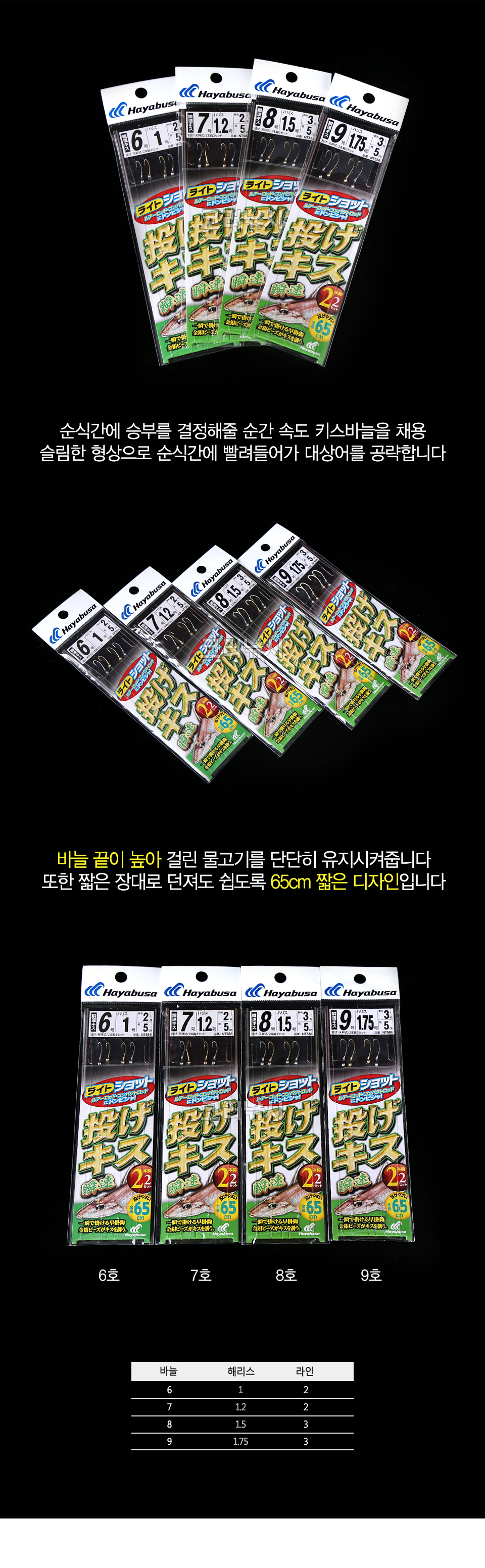 하야부사 나게키스 교체용묶음바늘(초스피드용) 2본2세트 (보리멸묶음바늘) (NT586) 보리멸바늘 키스바늘 보리멸채비 백사장원투  