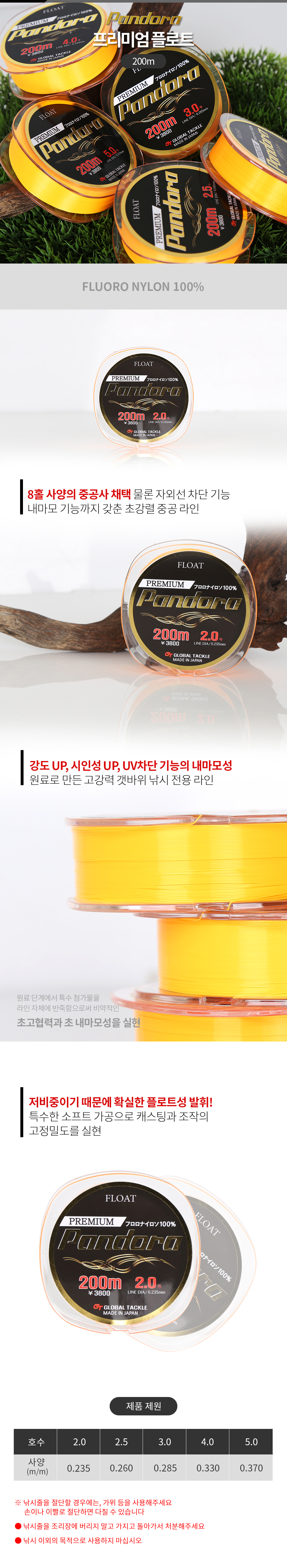 판도라 프리미엄 플로트 200m 플로팅원줄