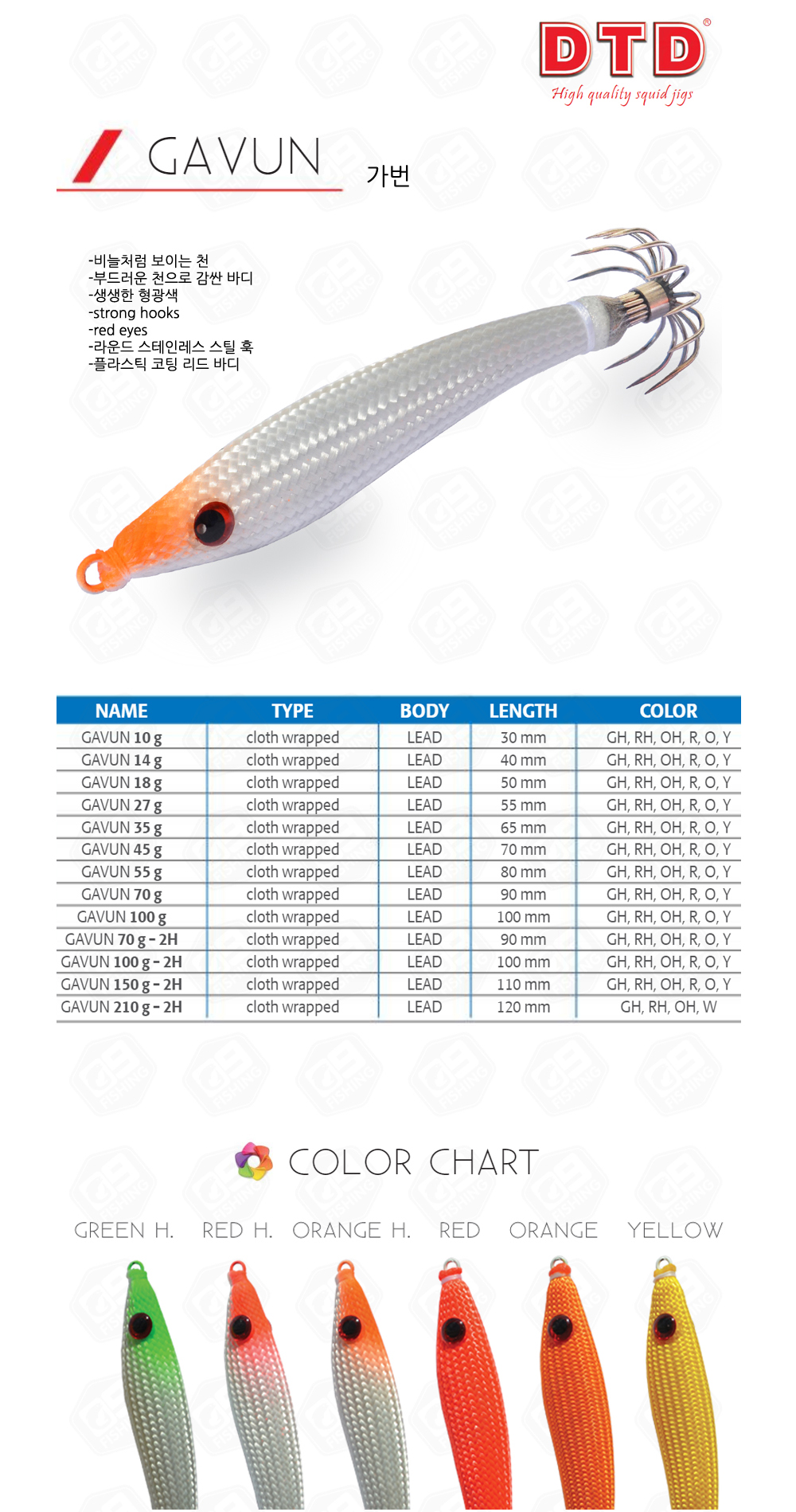 DTD 가번 18g 화살촉 한치 오징어