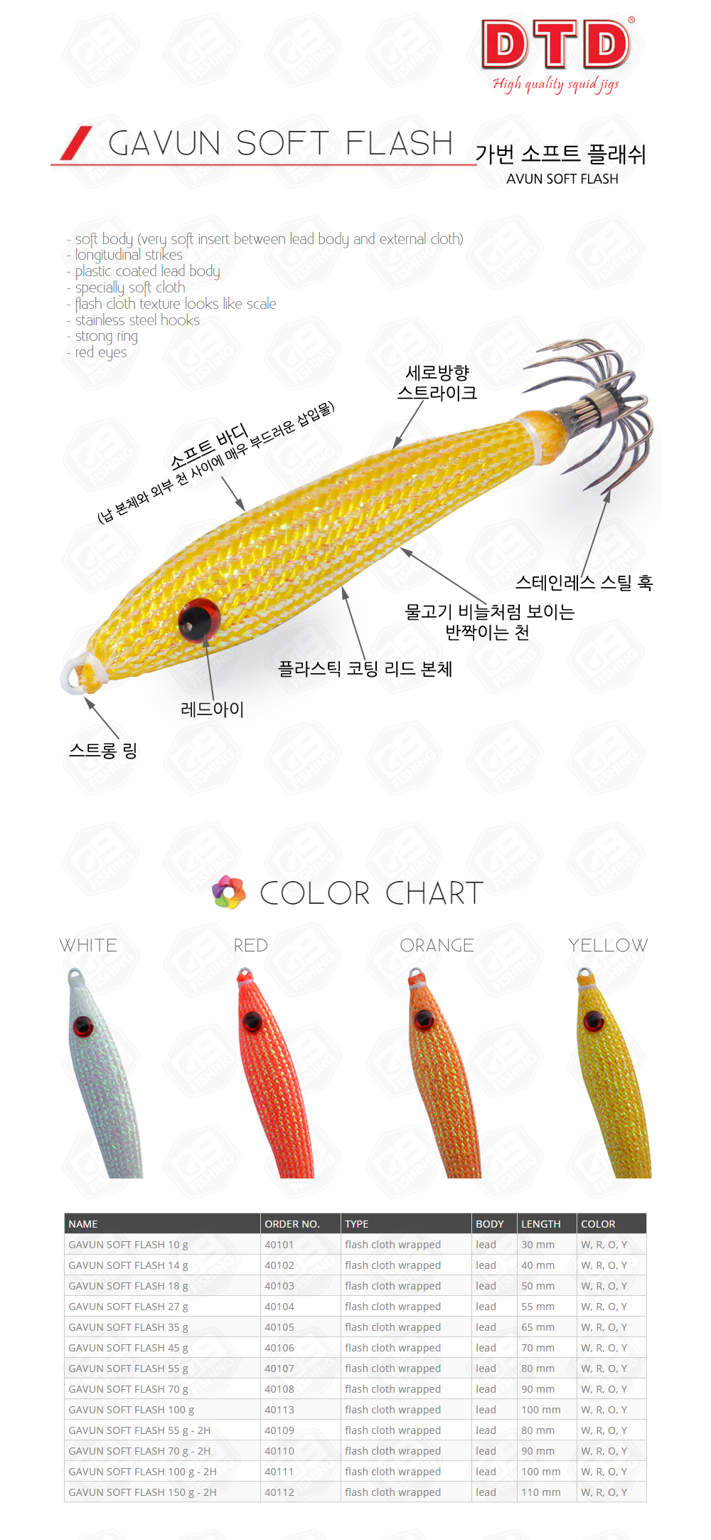 DTD 소프트플래쉬 가번 18g 화살촉 한치 오징어