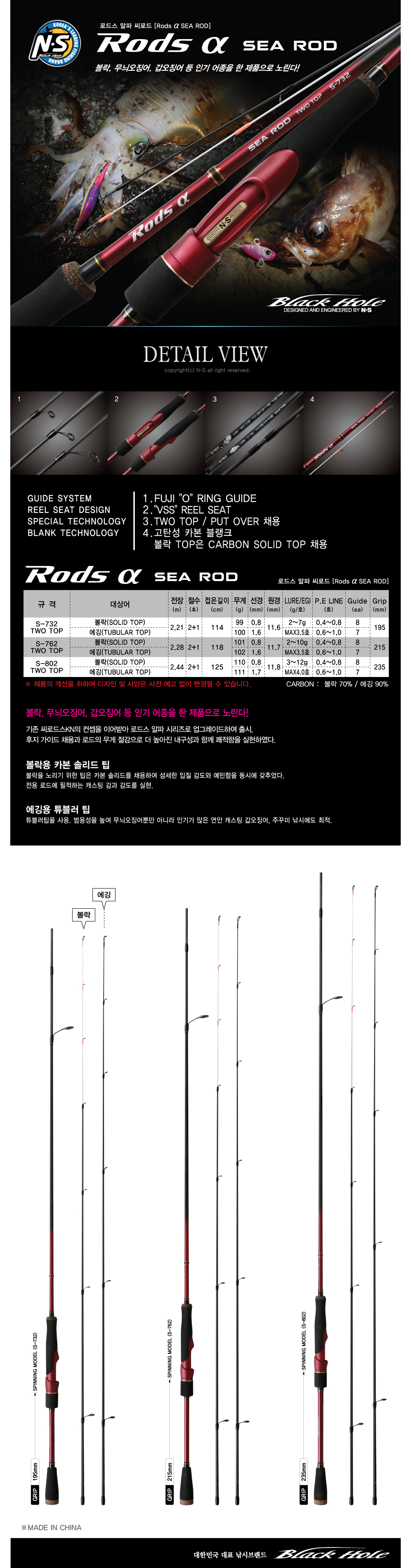엔에스 로드스알파 씨로드 2TOP 볼락 에깅