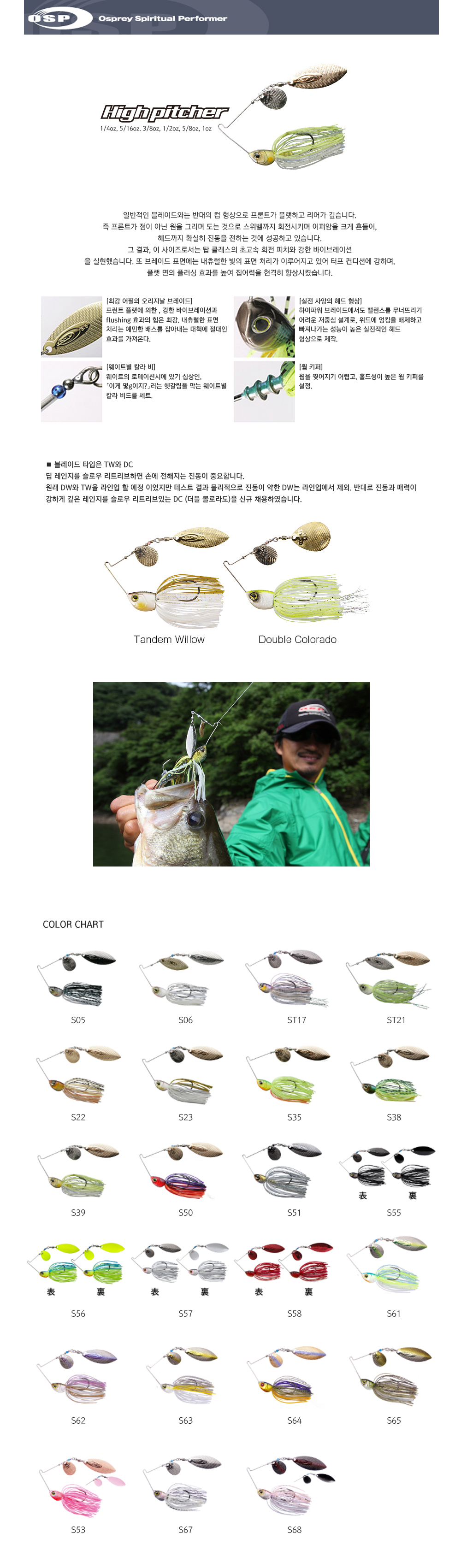 OSP HIGH PITCHER TW 1/4oz 하이피처 텐덤윌로우 1/4온스