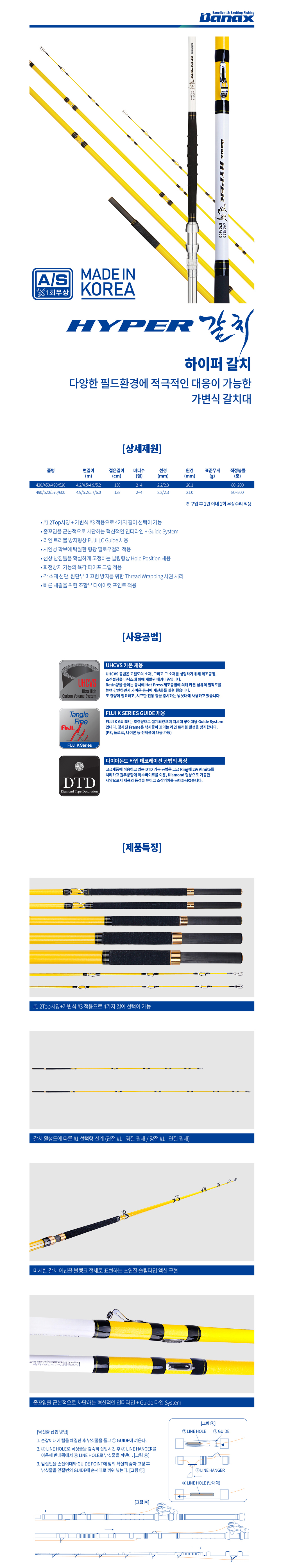 바낙스 하이퍼갈치 갈치낚시대 4단길이조절