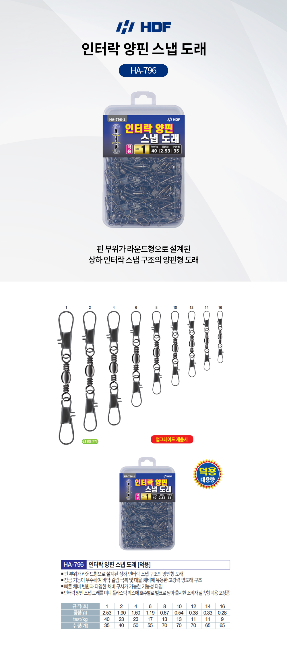 해동조구 인터락 양핀스냅도래 덕용 HA-796