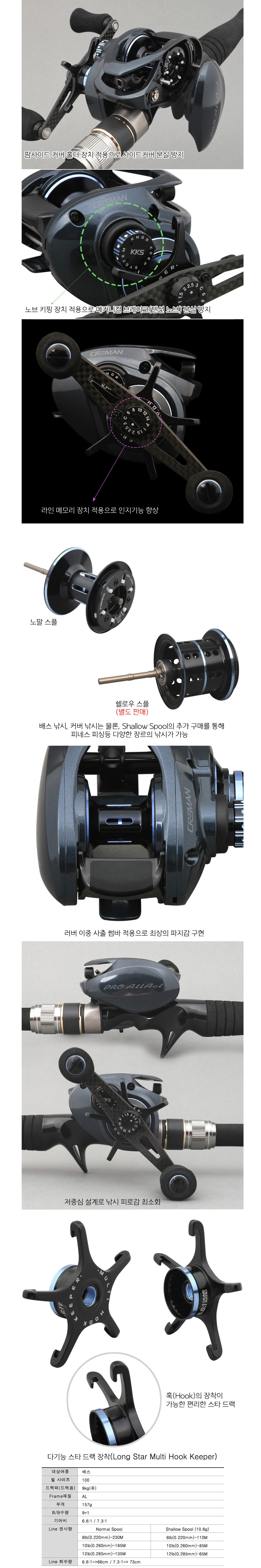 크레만 프로어택트 드랙력9kg 배스베이트릴