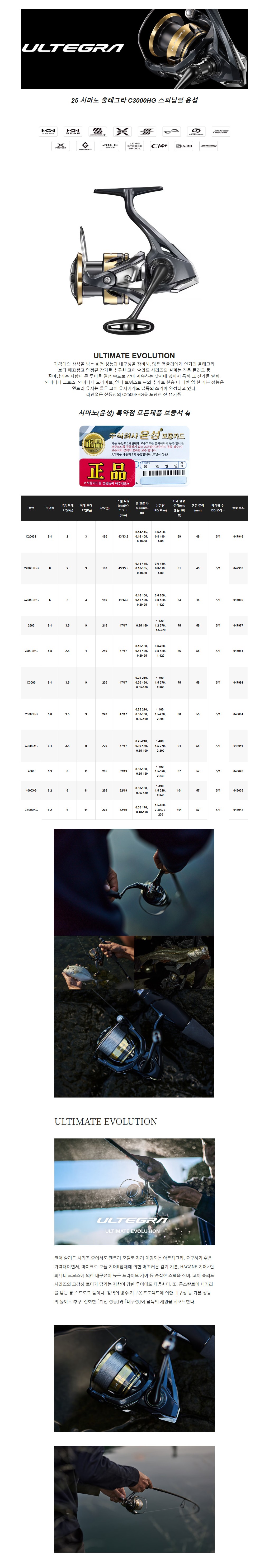 시마노 25 울테그라 스피닝릴 윤성정품