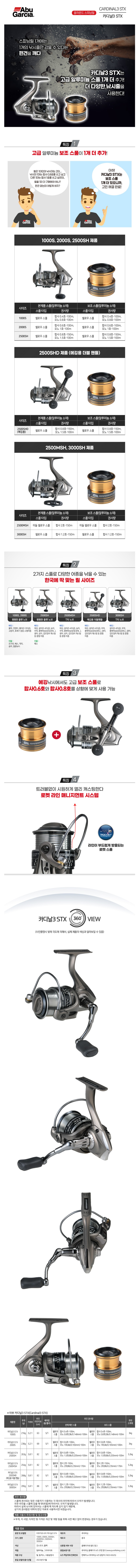 아부가르시아 카디날3 STX 루어 젼용 올라운드 스피닝릴
