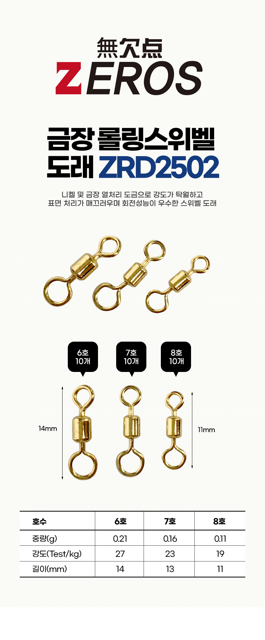 제로스(ZEROS) 금장롤링스위벨도래 ZRD2502
