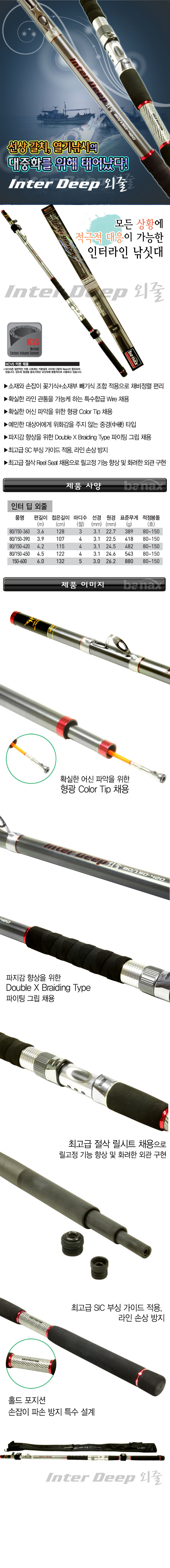 바낙스 인터 딥 외줄 인터라인 선상낚시대 선상낚시 외줄낚시 우럭 열기 갈치 인터라인 인터라인낚시대  