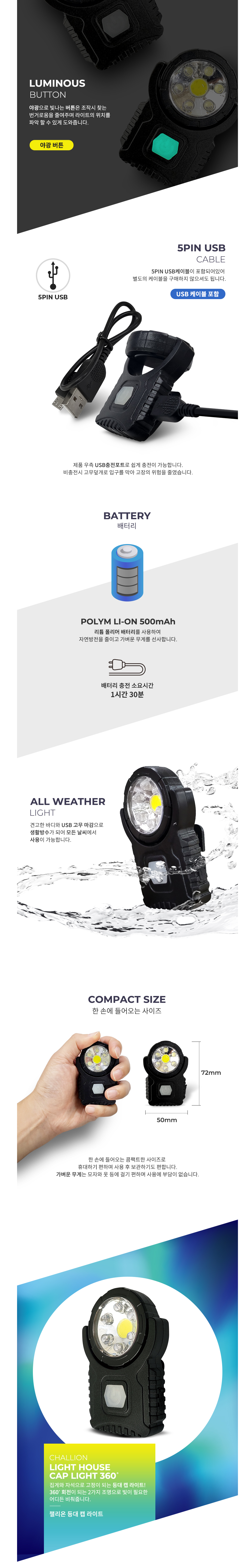 챌리온 CLL-05 등대 캡라이트 360도 회전